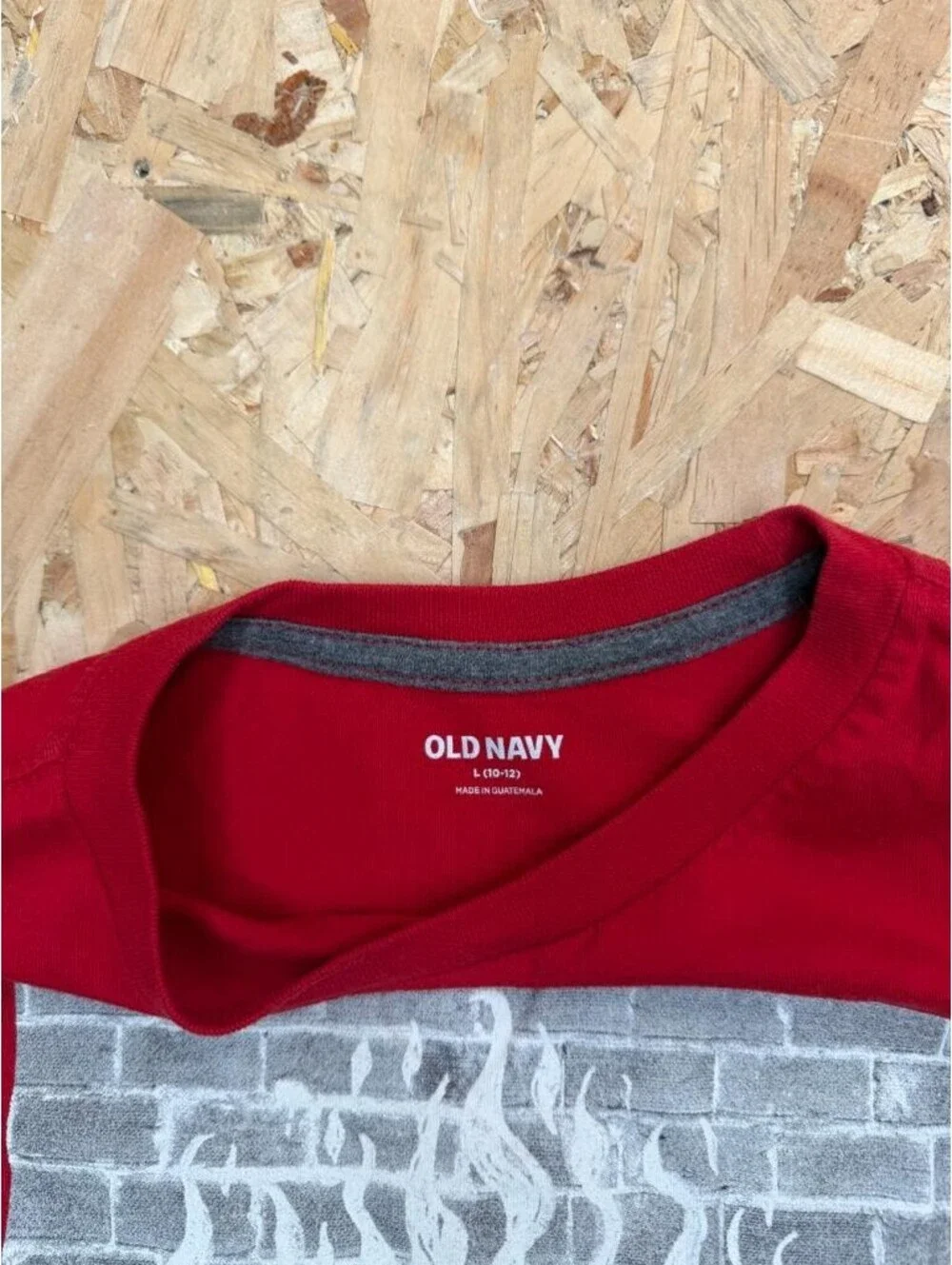 Old Navy Boys Graphic T-Shirt Size L 10-12 Red Bike Life BMX Bicycle Short